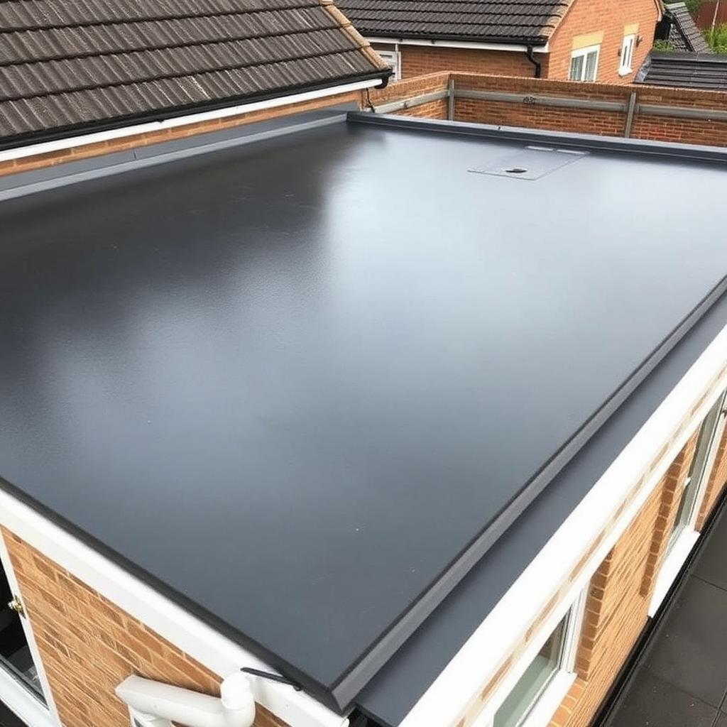 New EPDM flat roof installation